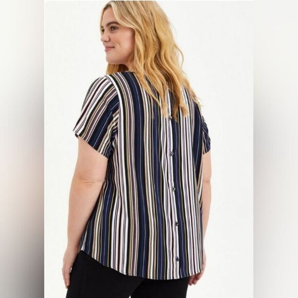 Torrid Abbey Rayon Slub stripe black Top size 0X - Picture 1 of 8